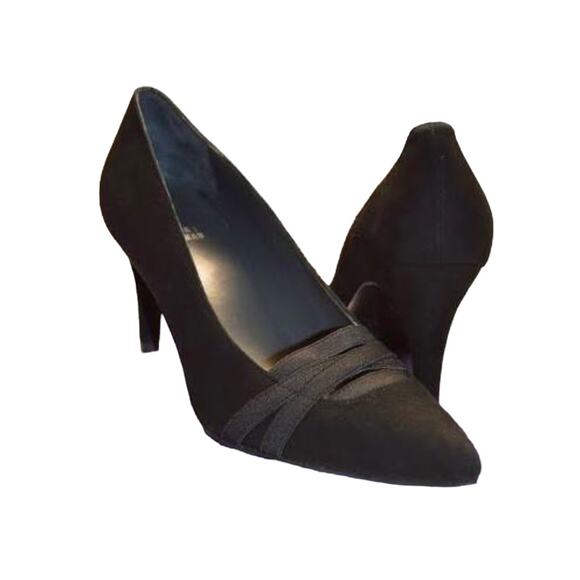 Stuart Weitzman Size 9.5 Bandex Mid Pump Classic Black Suede Heels
